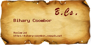 Bihary Csombor névjegykártya